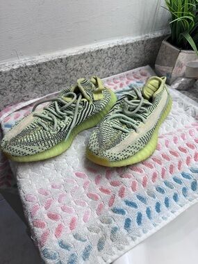 Neon Yellow-Green Knit Sneakers